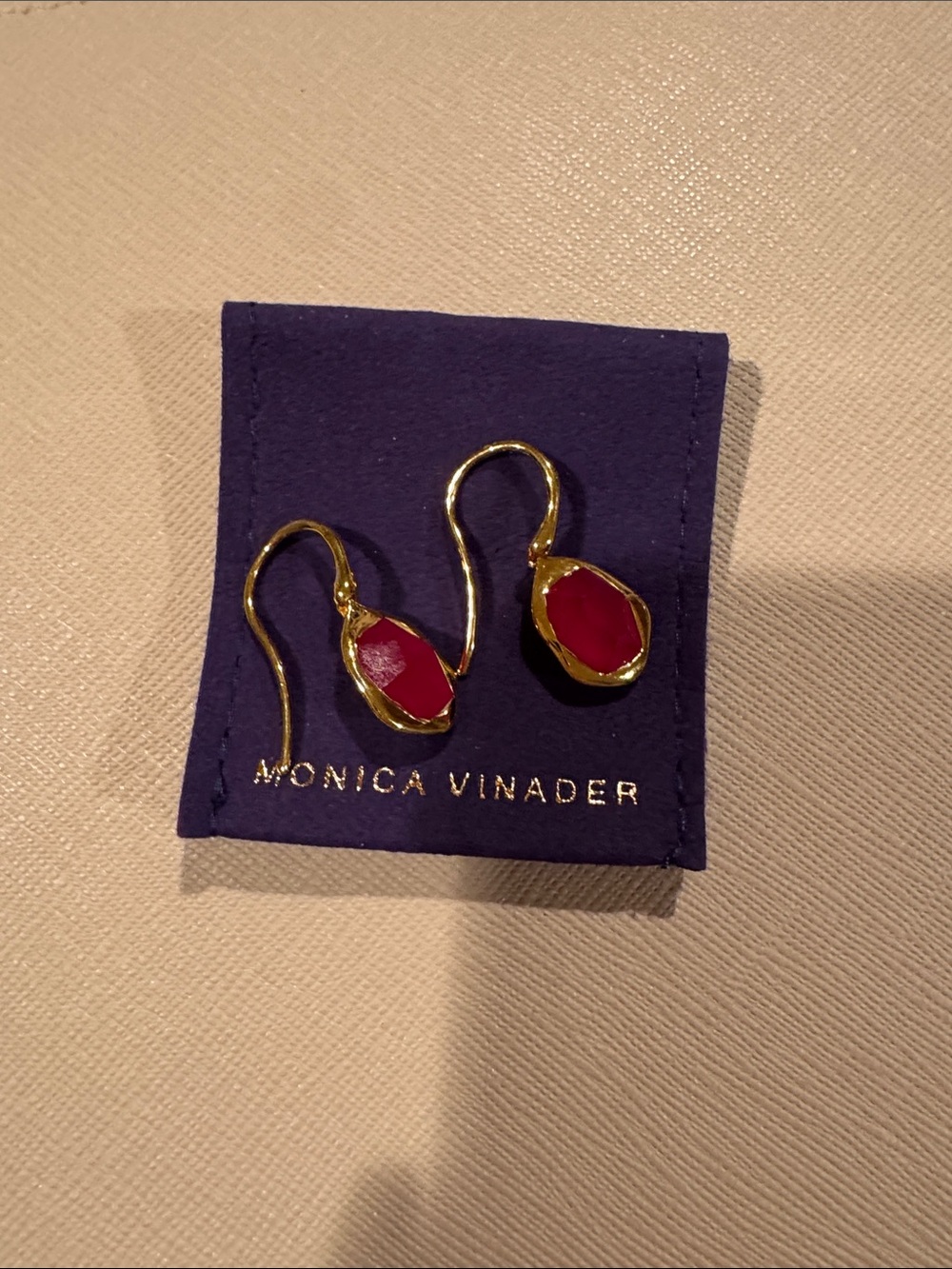 MONICA VINADER Gold-Plated Earrings with Pink-Red Gemstones